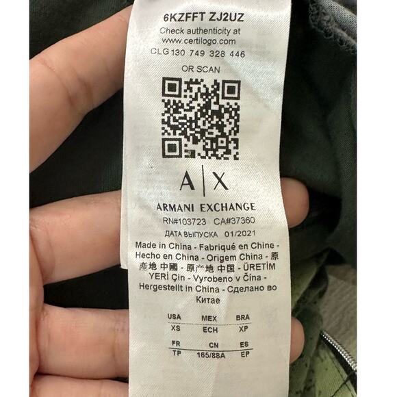 Armani Exchange green tan Camp short sleeves polo shirt size XS - Picture 4 of 8